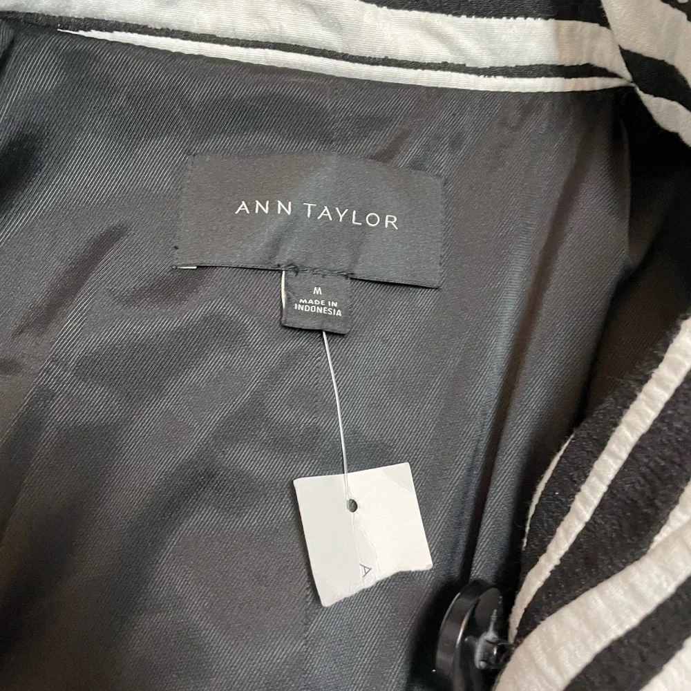 NWT New Ann Taylor Women Black White Zebra Print Coat Size M - Picture 7 of 8